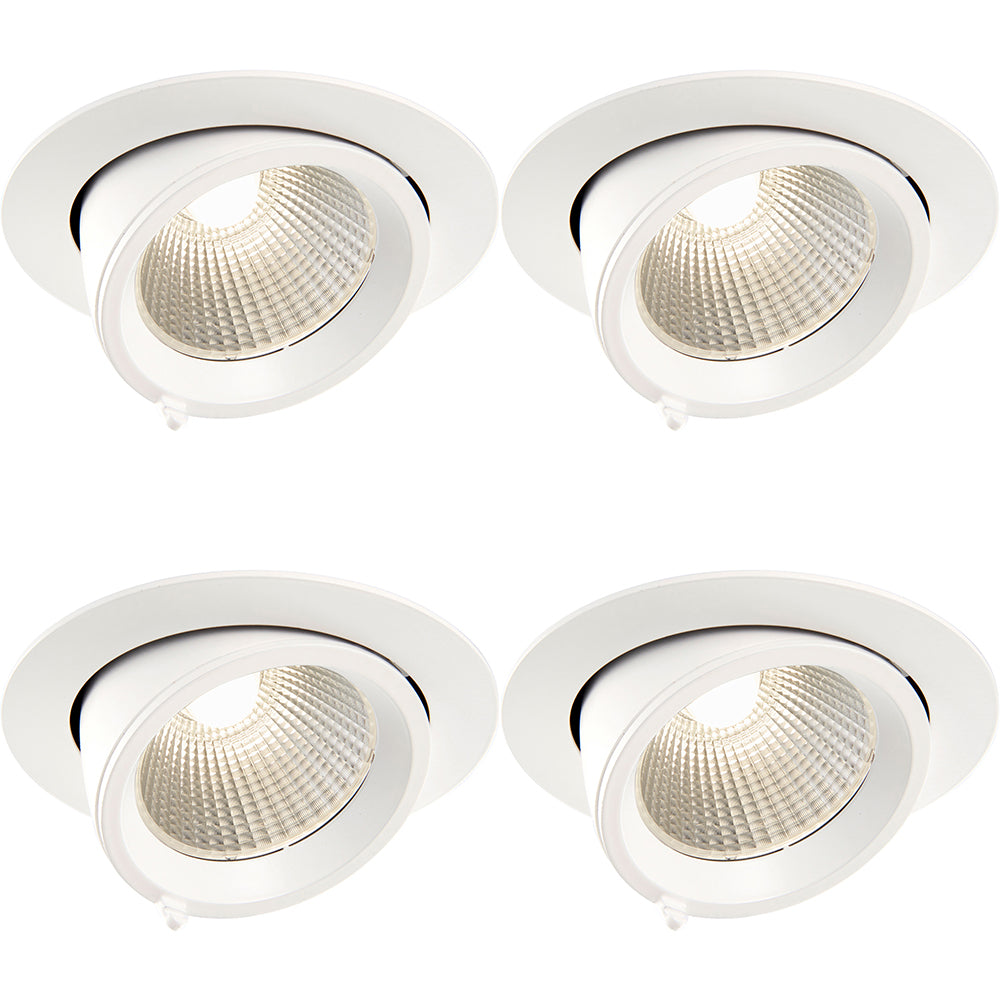 Led Downlight In Ceiling 4 PACK Fully Adjustable Ceiling Downlight - 30W Cool White LED - Matt ...