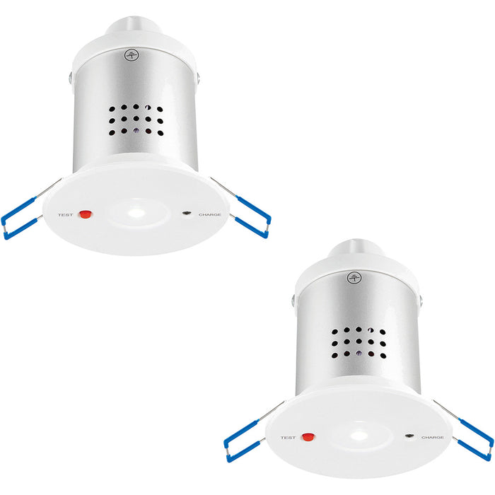2 PACK Recessed Emergency Ceiling Downlight - Daylight White - Self Contained