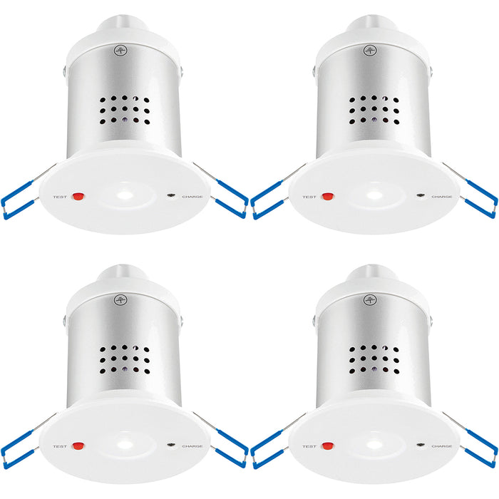 4 PACK Recessed Emergency Ceiling Downlight - Daylight White - Self Contained