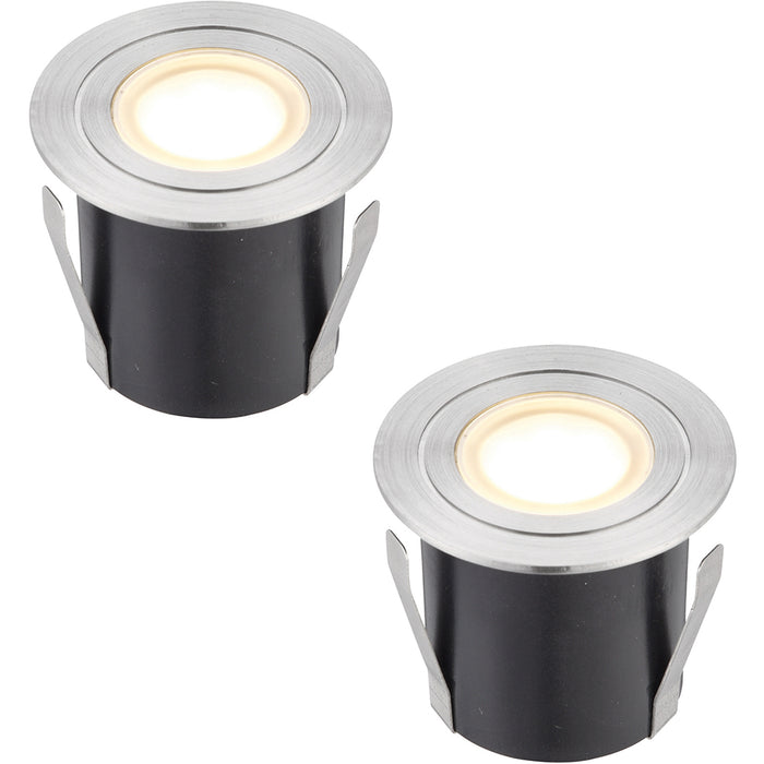 2 PACK Recessed IP67 Guide Light - 1.2W Warm White LED - Stainless Steel
