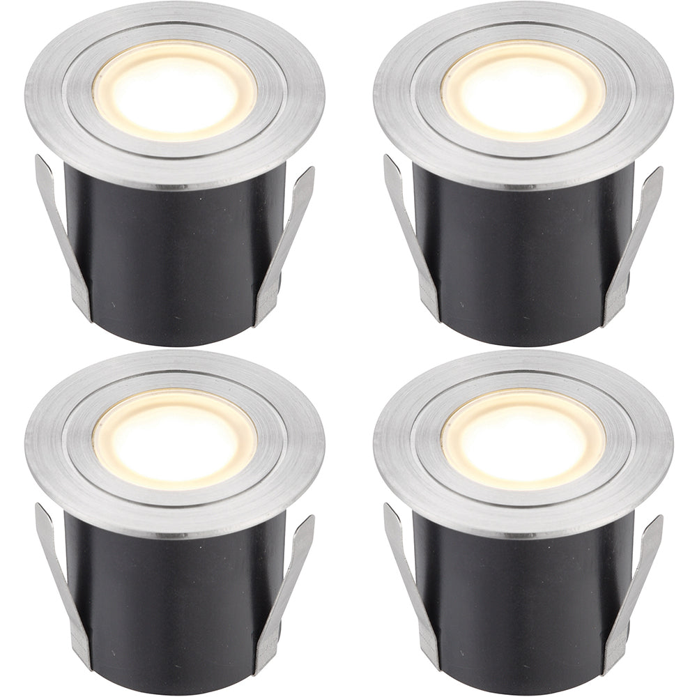4 PACK Recessed IP67 Guide Light - 1.2W Warm White LED - Stainless Ste ...