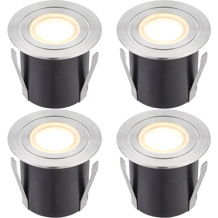 4 PACK Recessed IP67 Guide Light - 1.2W Warm White LED - Stainless Steel