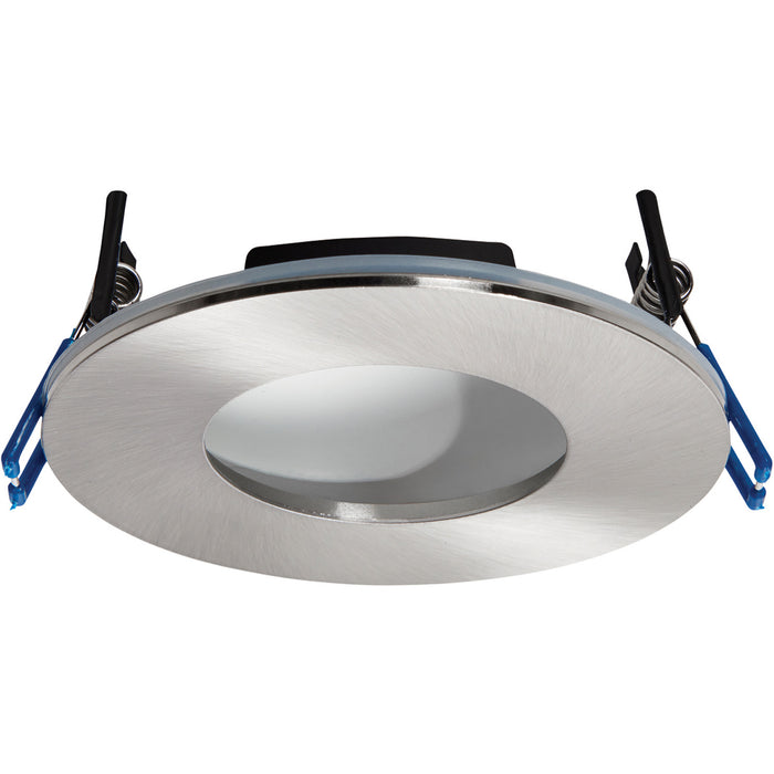 Satin Nickel Recessed Bathroom Downlight - 9W Cool White LED Slim Ceiling Light - LoopsDirect