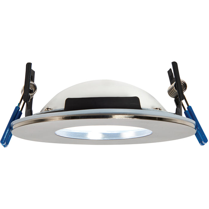 Satin Nickel Recessed Bathroom Downlight - 9W Cool White LED Slim Ceiling Light - LoopsDirect