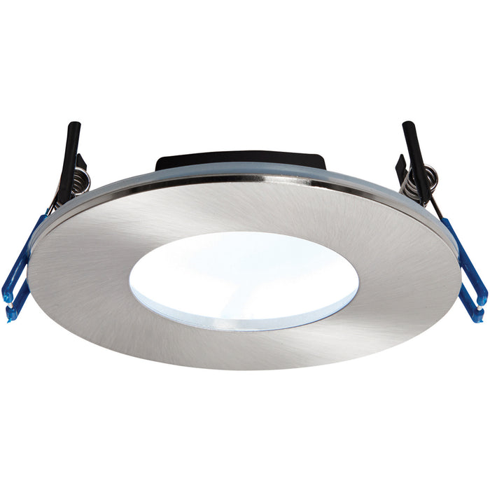 Satin Nickel Recessed Bathroom Downlight - 9W Cool White LED Slim Ceiling Light - LoopsDirect