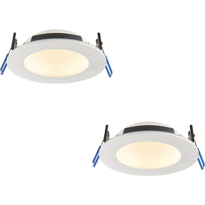 2 PACK Anti-Glare Recessed IP65 Ceiling Downlight - 12W CCT LED - Matt White