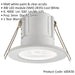 Tool-less Recessed Bathroom IP65 Downlight - 4W Cool White LED - Matt White - LoopsDirect