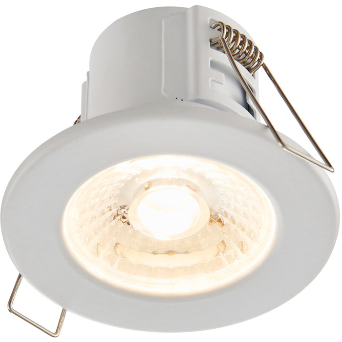Tool-less Recessed Bathroom IP65 Downlight - 8.5W Warm White LED - Matt White