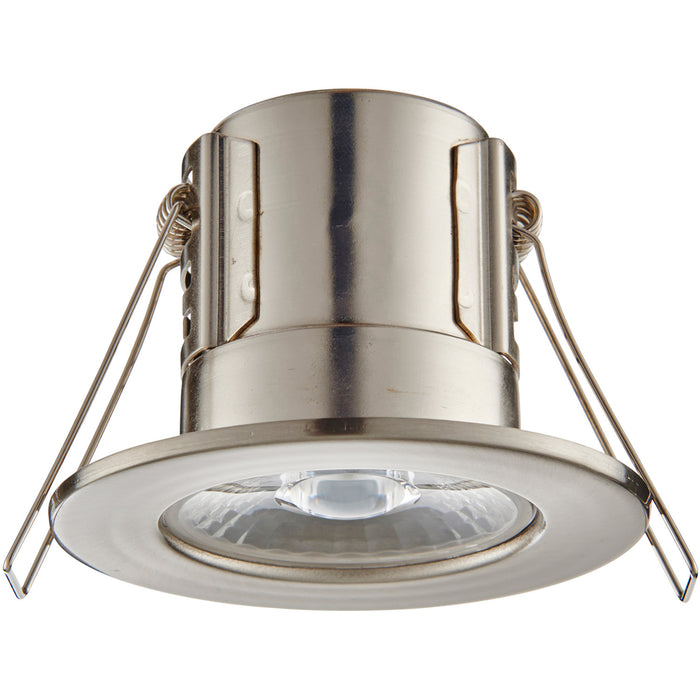 Tool-less Recessed Bathroom IP65 Downlight - 8.5W Cool White LED - Satin Nickel - LoopsDirect