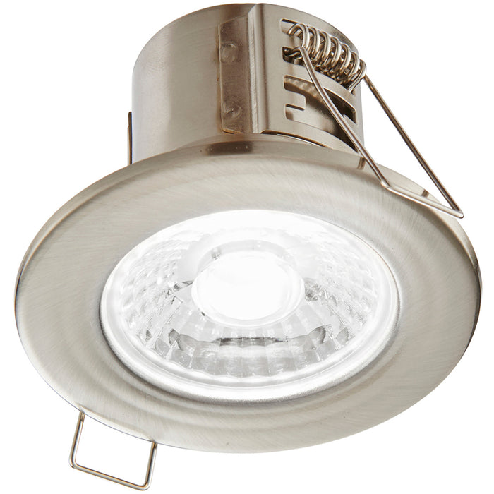 Tool-less Recessed Bathroom IP65 Downlight - 8.5W Cool White LED - Satin Nickel - LoopsDirect