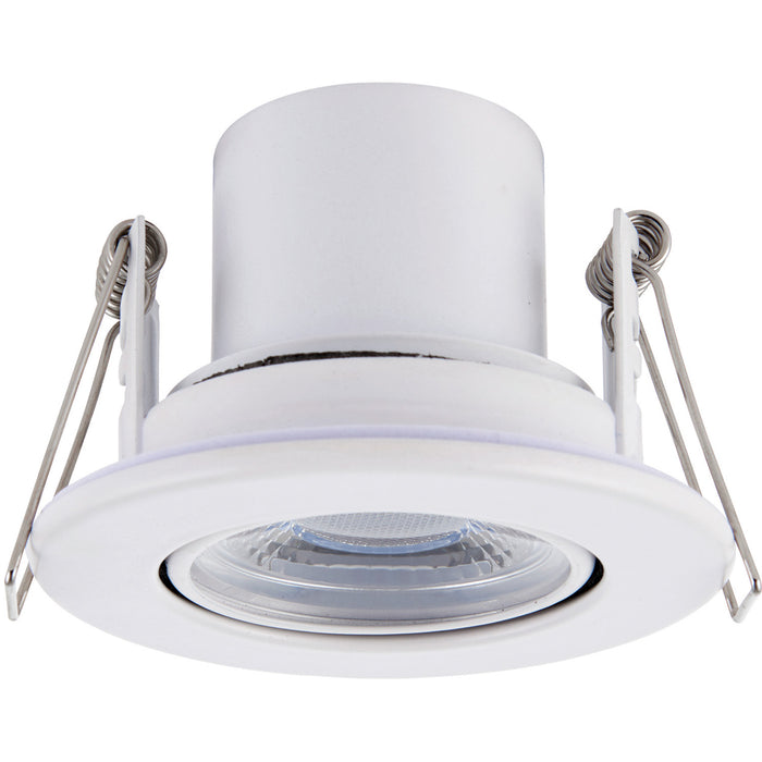 2 PACK Recessed Tiltable Ceiling Downlight - 8.5W Warm White LED - Matt White