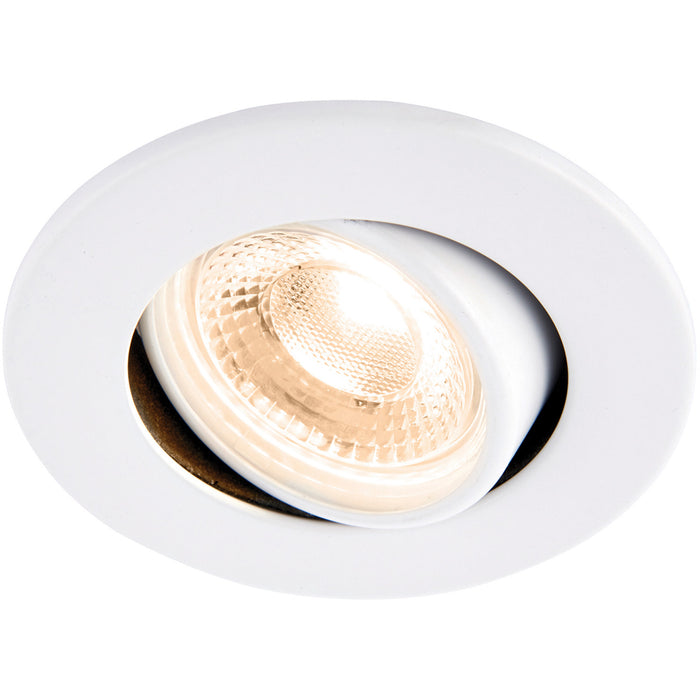 Recessed Tiltable Ceiling Downlight - Dimmable 8.5W Warm White LED - Matt White