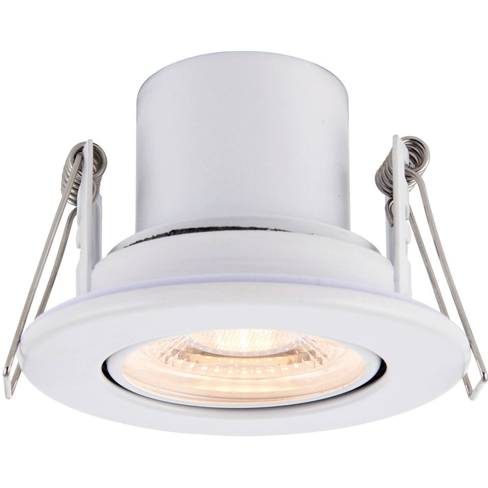 4 PACK Recessed Tiltable Ceiling Downlight - 8.5W Warm White LED - Matt White