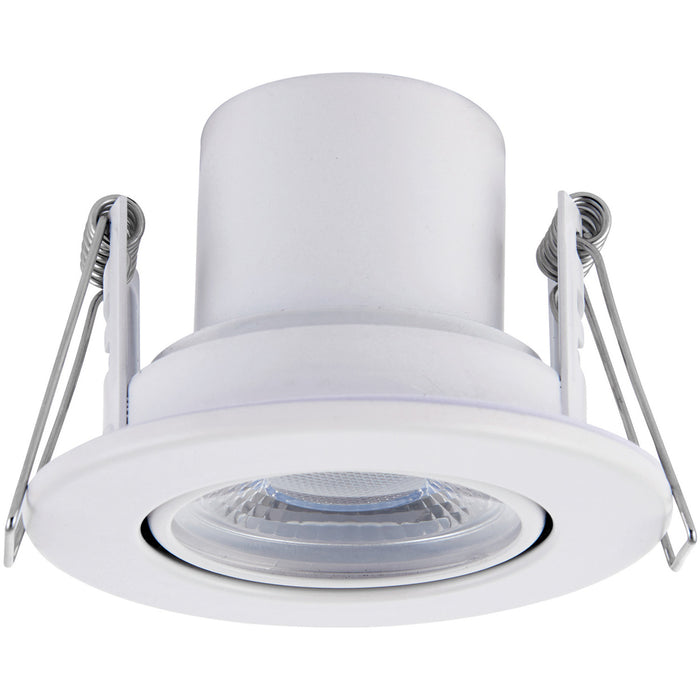 2 PACK Recessed Tiltable Ceiling Downlight - 8.5W Cool White LED - Matt White