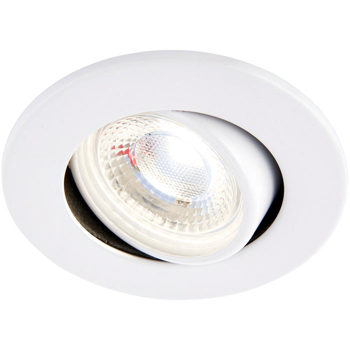 4 PACK Recessed Tiltable Ceiling Downlight - 8.5W Cool White LED - Matt White