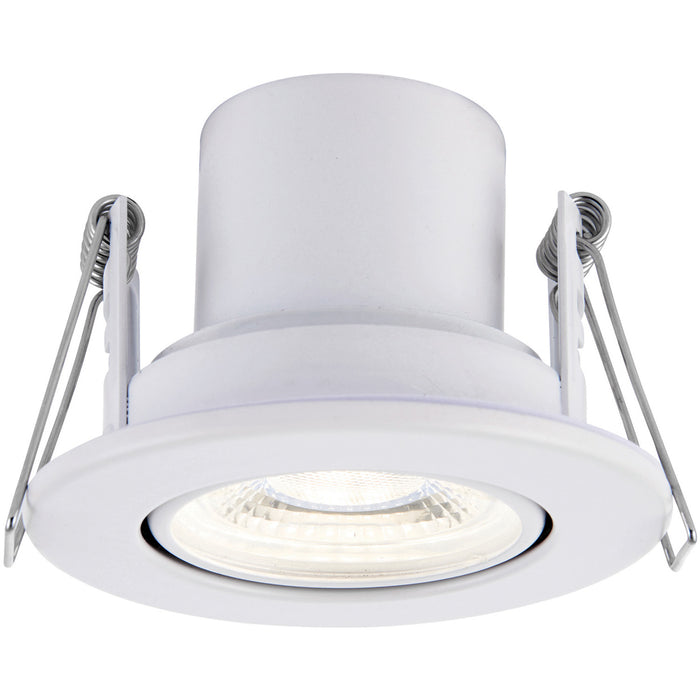 Recessed Tiltable Ceiling Downlight - Dimmable 8.5W Cool White LED - Matt White