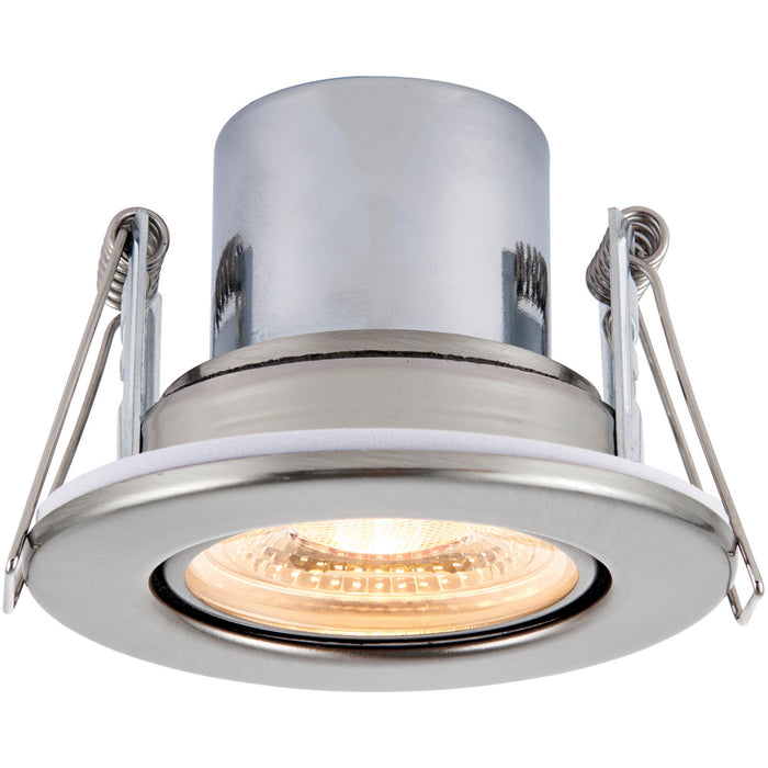 Recessed Tiltable Ceiling Downlight - Dimmable 8.5W Warm White LED Satin Nickel
