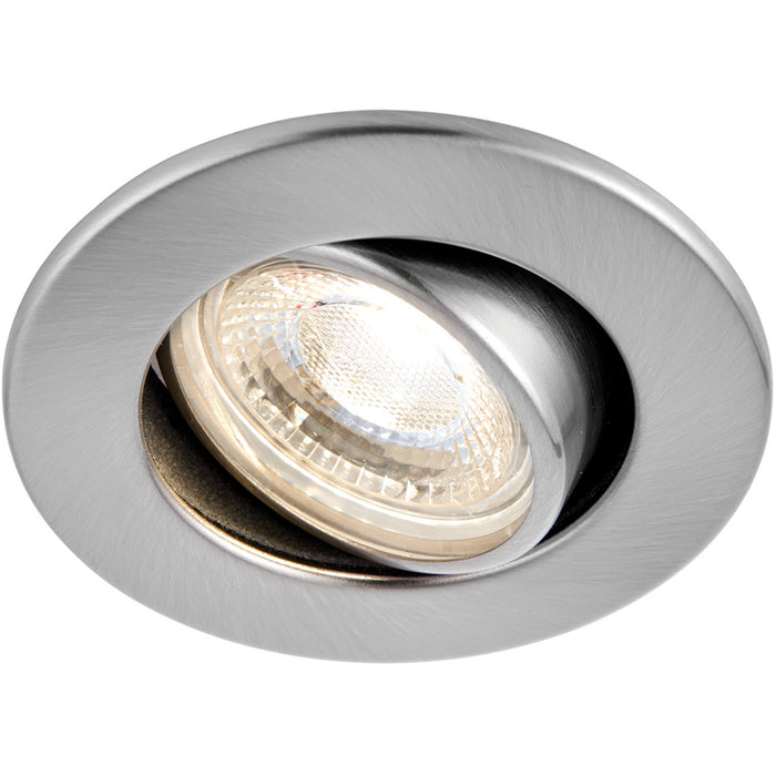 Recessed Tiltable Ceiling Downlight - Dimmable 8.5W Cool White LED Satin Nickel