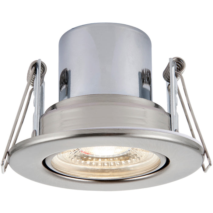 Recessed Tiltable Ceiling Downlight - Dimmable 8.5W Cool White LED Satin Nickel
