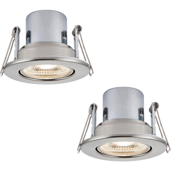 2 PACK Recessed Tiltable Ceiling Downlight - 8.5W Cool White LED Satin Nickel