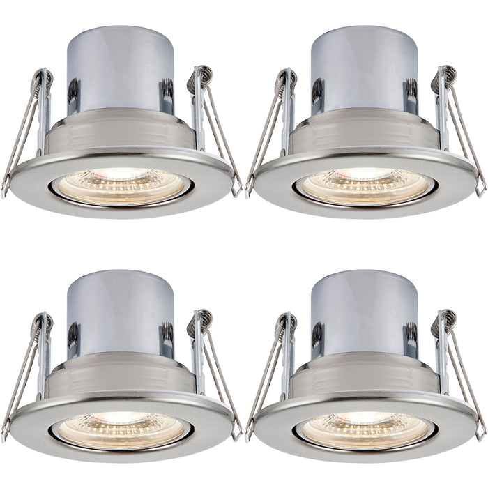 4 PACK Recessed Tiltable Ceiling Downlight - 8.5W Cool White LED Satin Nickel