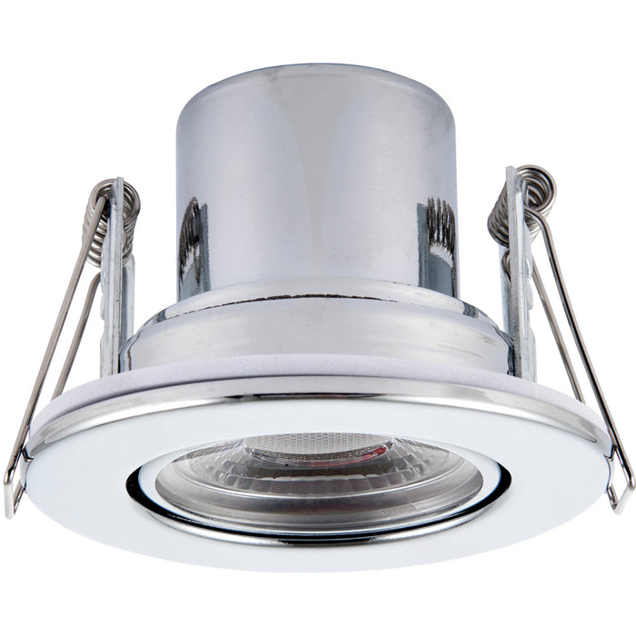 Recessed Tiltable Ceiling Downlight - Dimmable 8.5W Warm White LED Chrome Plate