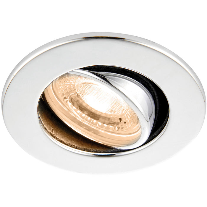 2 PACK Recessed Tiltable Ceiling Downlight - 8.5W Warm White LED Chrome Plate