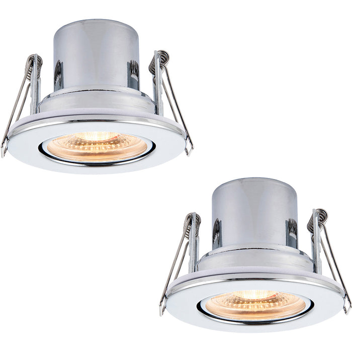2 PACK Recessed Tiltable Ceiling Downlight - 8.5W Warm White LED Chrome Plate