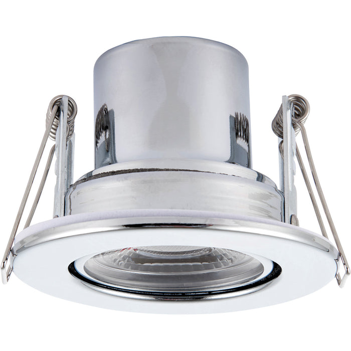 Recessed Tiltable Ceiling Downlight - Dimmable 8.5W Cool White LED Chrome Plate