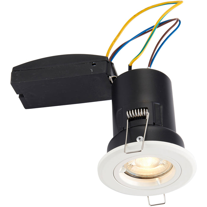 Recessed Fixed Ceiling Downlight - 50W GU10 Reflector - Fire Rated - Matt White