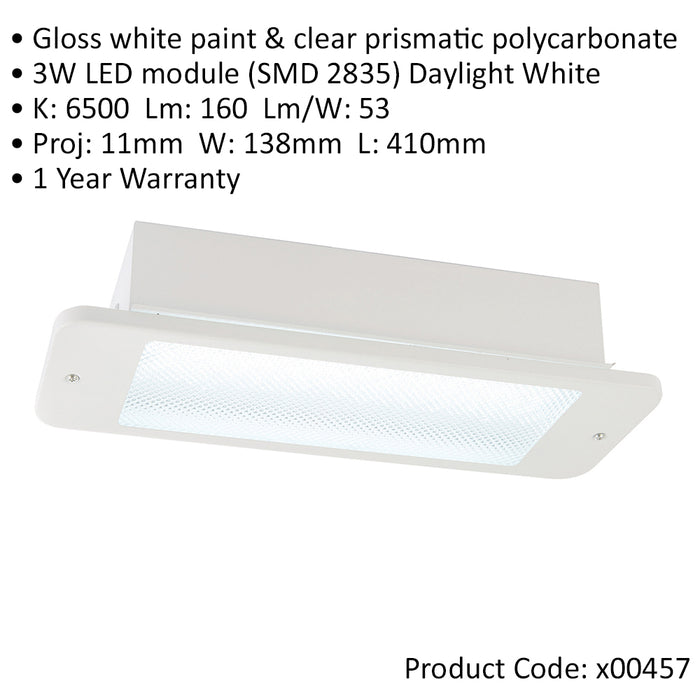 Recessed Emergency Ceiling Guide Light - 3W Daylight White LED - Gloss White - LoopsDirect