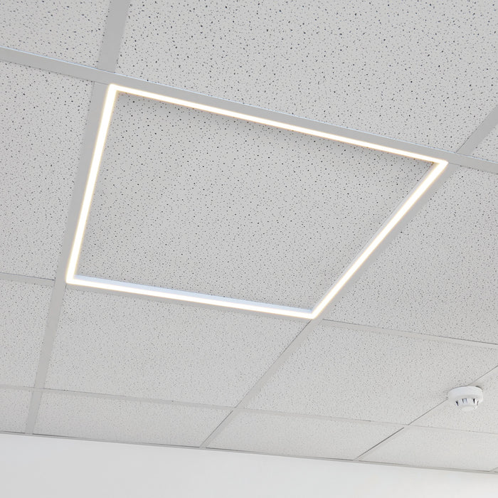 Square Frame LED Ceiling Panel Light - 590 x 590mm - 40W Cool White LED - LoopsDirect