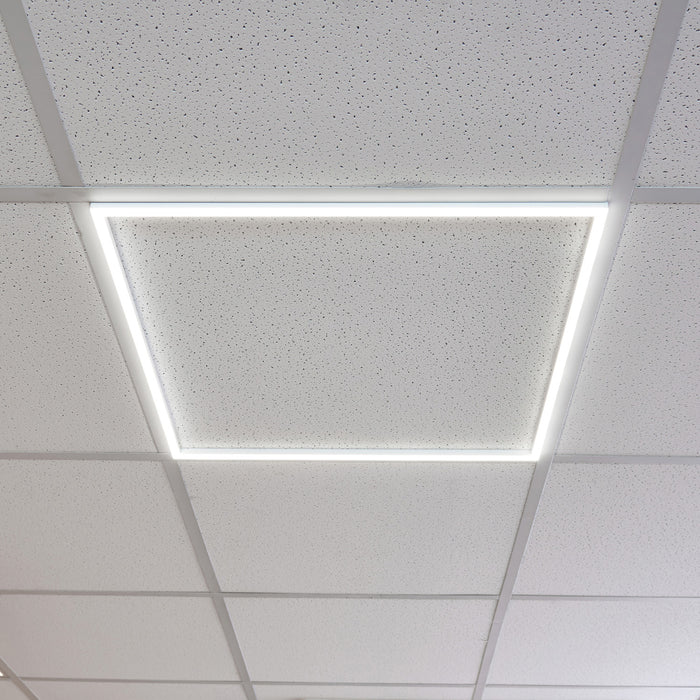 Square Frame LED Ceiling Panel Light - 590 x 590mm - 40W Cool White LED - LoopsDirect