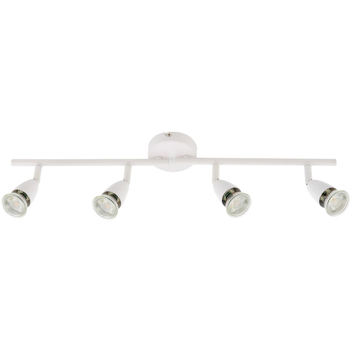 4 Way Adjustable Ceiling Spotlight Bar - 4 x 35W GU10 Reflector - Gloss White