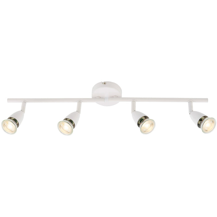 4 Way Adjustable Ceiling Spotlight Bar - 4 x 35W GU10 Reflector - Gloss White