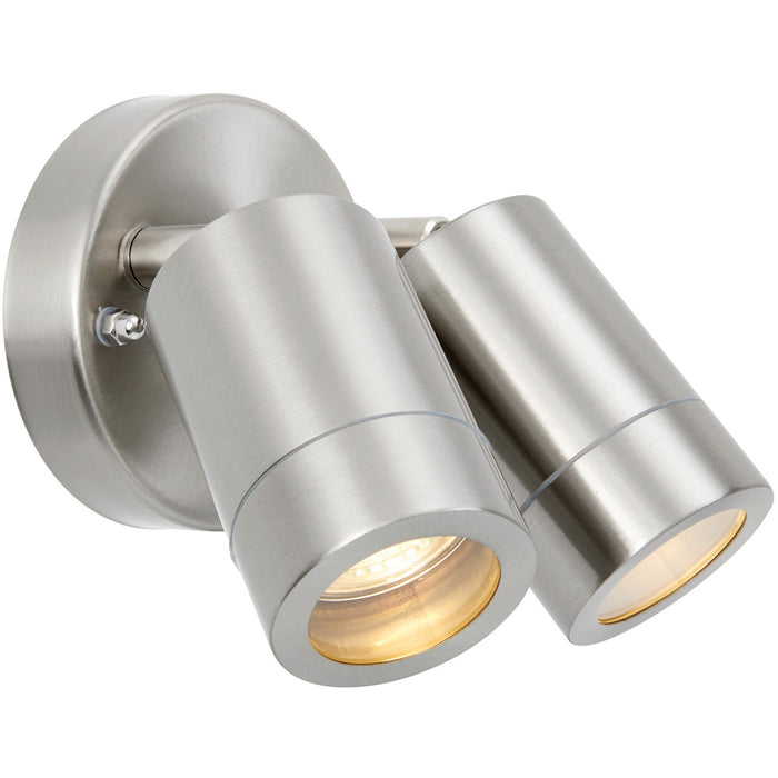 Twin Light Adjustable Spotlight - 2 x 7W LED GU10 - Marine Grade Stainless Steel