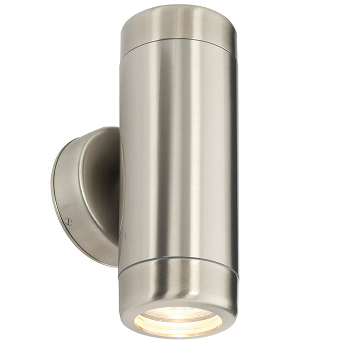 2 PACK Up & Down Twin Outdoor Wall Light - 2 x 7W GU10 LED - Stainless Steel