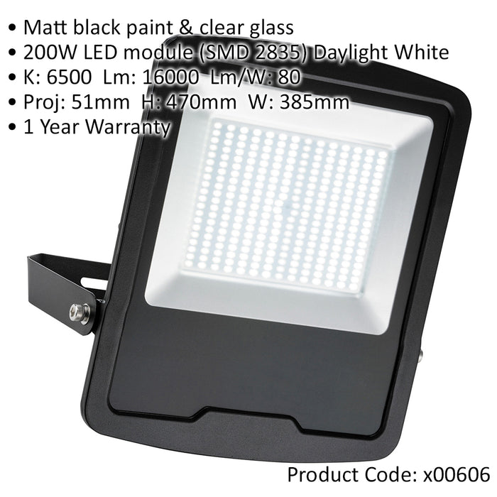 2 PACK Slim Outdoor IP65 Floodlight - 200W Daylight White LED - High Output