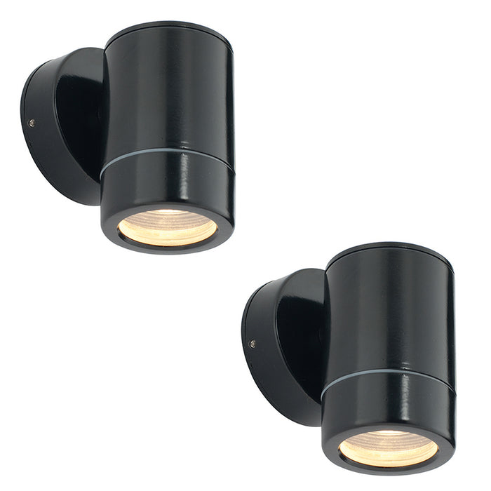 2 PACK Outdoor IP65 Wall Downlight - Dimmable 7W LED GU10 - Satin Black