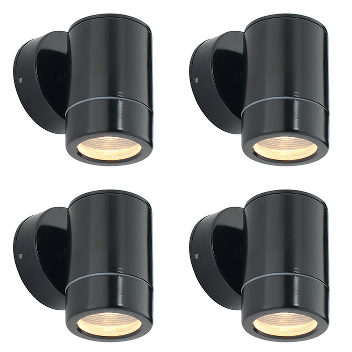 4 PACK Outdoor IP65 Wall Downlight - Dimmable 7W LED GU10 - Satin Black