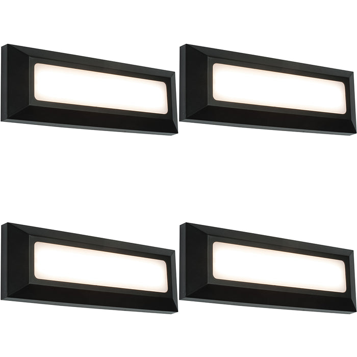 4 PACK Outdoor IP65 Pathway Guide Light - Direct 3W Warm White LED - Black ABS