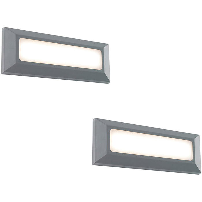 2 PACK Outdoor IP65 Pathway Guide Light - Direct 3W Warm White LED - Gray ABS