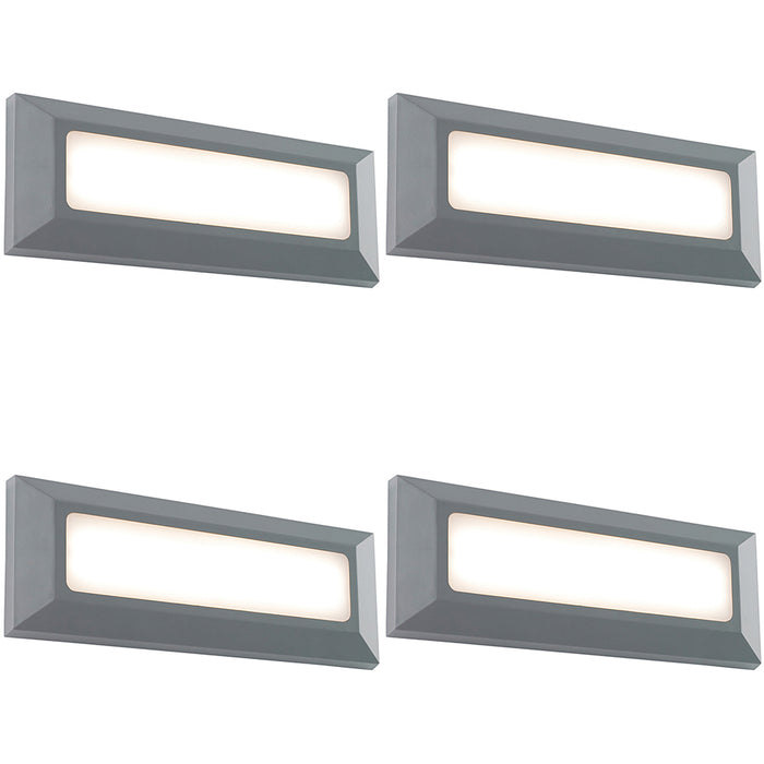 4 PACK Outdoor IP65 Pathway Guide Light - Direct 3W Warm White LED - Gray ABS