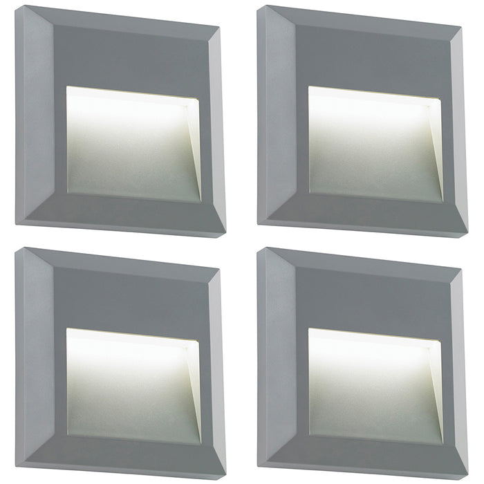 4 PACK Square IP65 Guide Light - Indirect 1.1W Warm White LED - Gray ABS