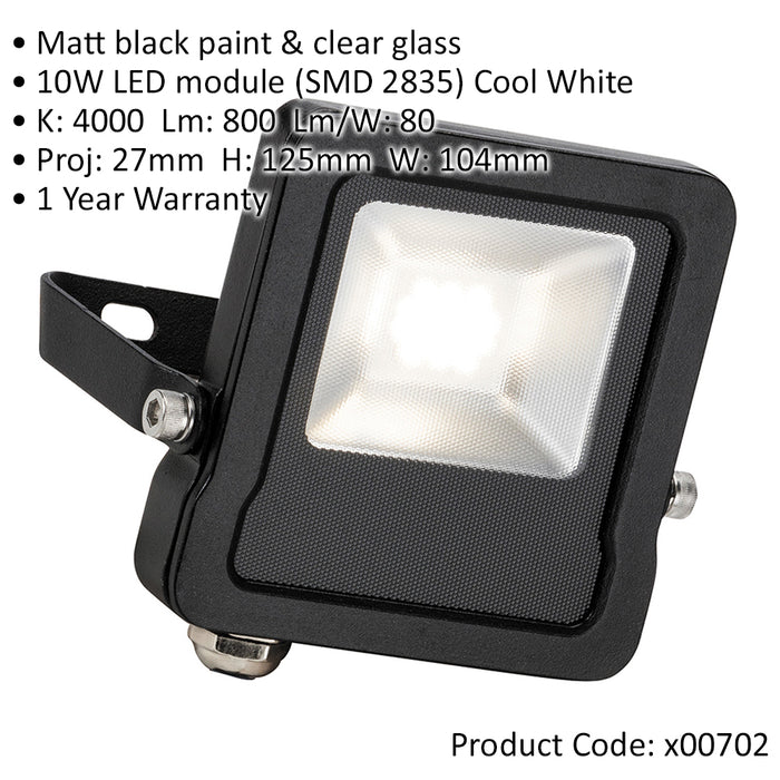 2 PACK Outdoor IP65 LED Floodlight - 10W Cool White LED - Angled Wall Bracket