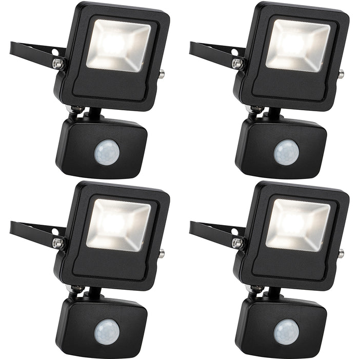 4 PACK Outdoor IP65 Automatic Floodlight - 10W Cool White LED - PIR Sensor