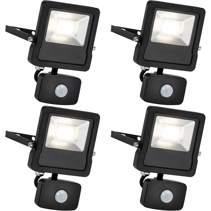 4 PACK Outdoor IP65 Automatic Floodlight - 20W Cool White LED - PIR Sensor - LoopsDirect