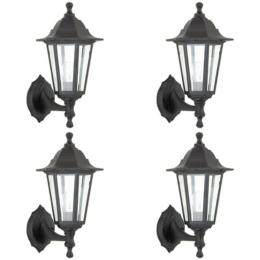 4 PACK Traditional Lantern IP44 Wall Light - 60W E27 GLS LED - Dimmable Lamp - LoopsDirect