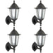 4 PACK Traditional Lantern IP44 Wall Light - 60W E27 GLS LED - Dimmable Lamp - LoopsDirect