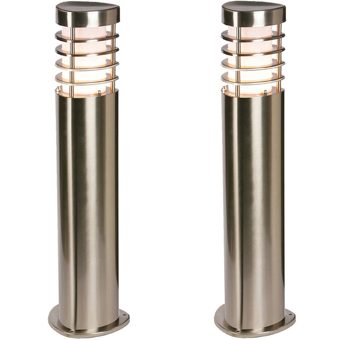 2 PACK Modern Outdoor Stainless Steel Post Light - 10.5W E27 LED - 500mm Height